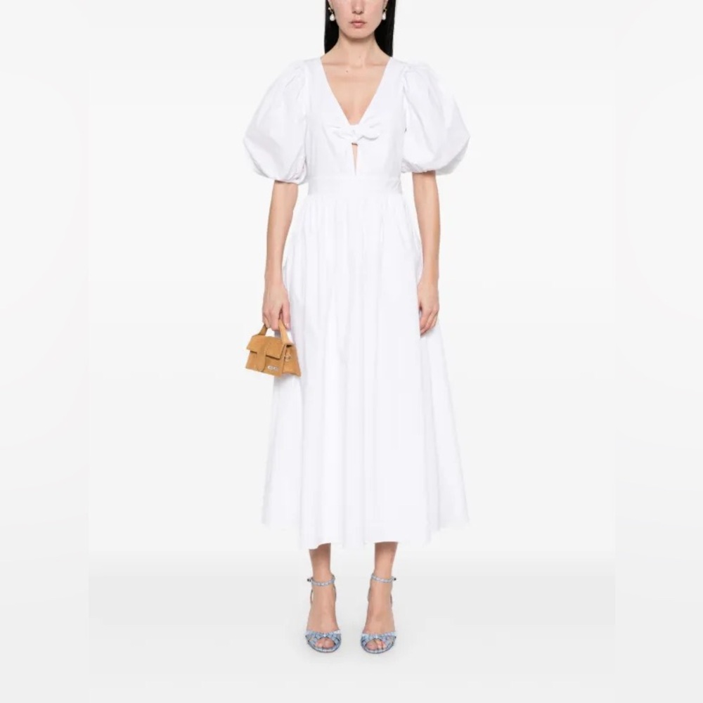 ROTATE BIRGER CHRISTENSEN puff-sleeve midi dress - white